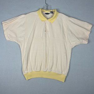 Vintage Austin Grey Size Medium Golf Polo Pullover Shirt 3/4 Sleeve Yellow